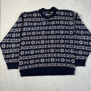 VINTAGE Liberty Sweater Adult Large Multicolor Geometric Holiday USA Made READ